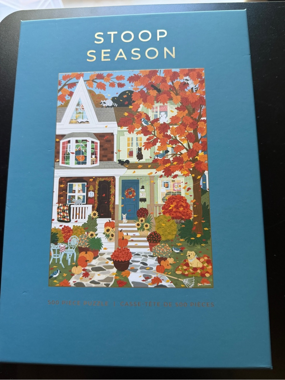 New Hobbry Stoop Season 500 piece Jigsaw Puzzle Autumn Fall French Bulldog Dogs